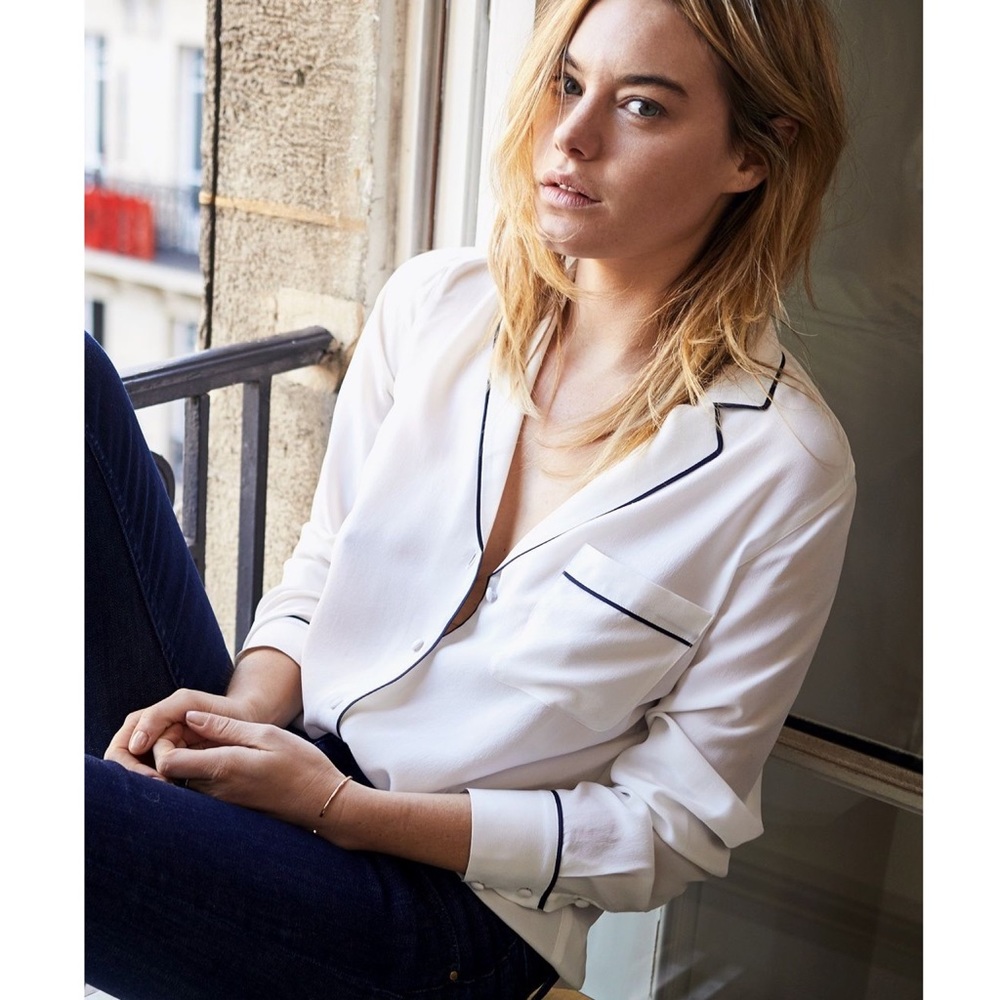 Sézane Elisa Long Sleeve Silk Shirt